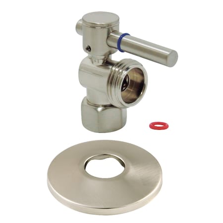 Kingston Brass 1/2" IPSx3/4" Hose Thread Quarter-Turn Angle Stop Valve W/Flange, Nickl CC13008DLK